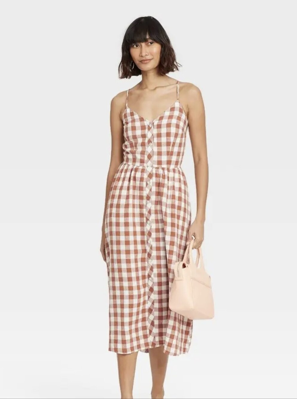 Brown & White Gingham Dress